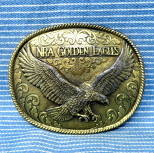 NRA Golden Eagles Belt Buckle Western Scroll Vintage 90s LE USA     .GTA205