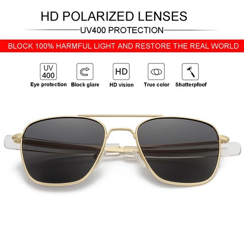 Men's Polarized Aviator Sunglasses Retro Military Style Pilot Sun Glasses Bay... - Picture 3 of 7