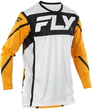 Fly Racing Lite 25 Mens MX Offroad Jersey White/Black/Mustard