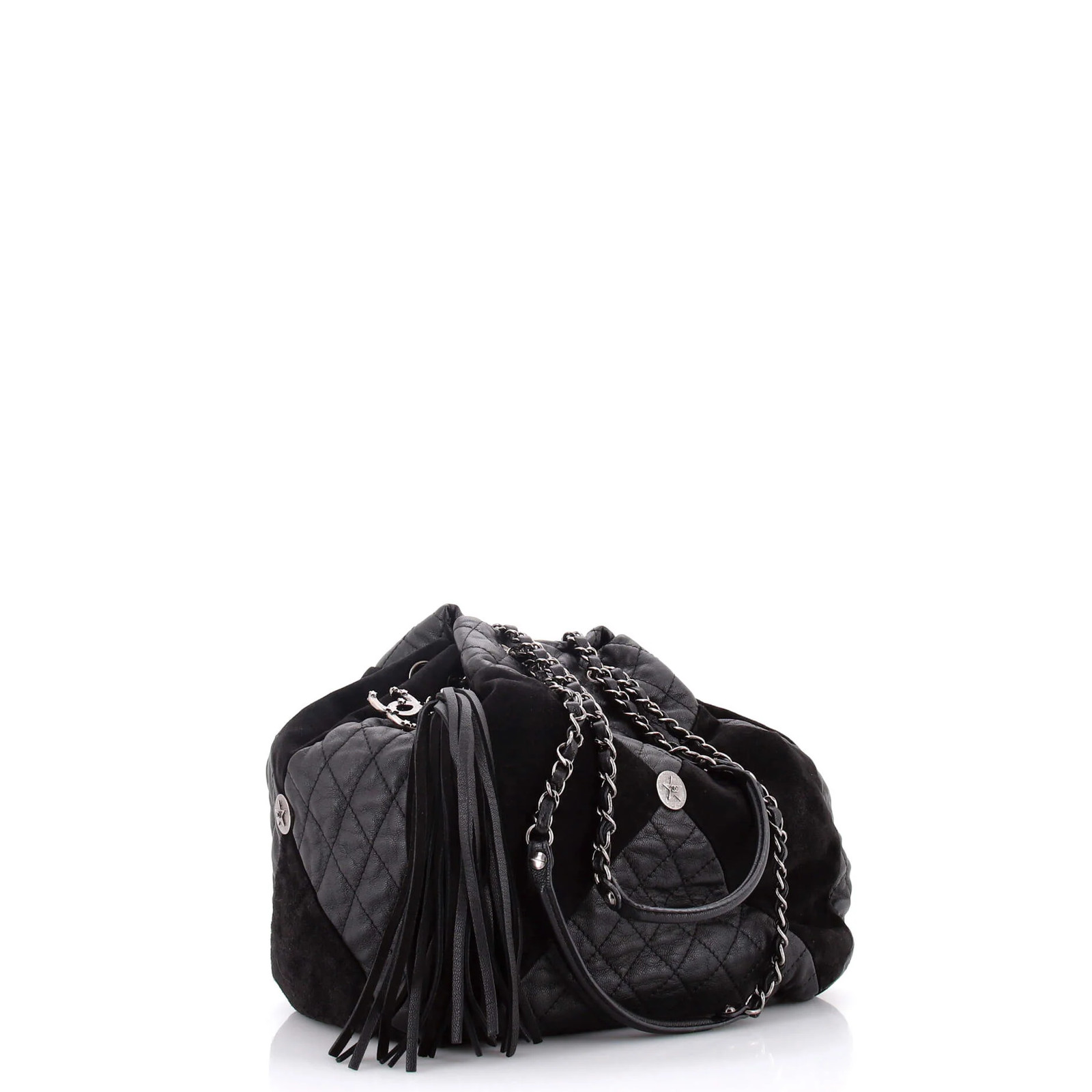 Chanel Patchwork Drawstring Bag Leather and Suede… - image 2