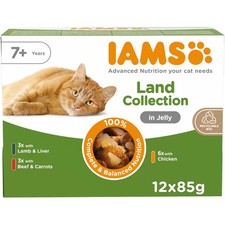 IAMS Senior Wet Cat Food Meat Variety Mix in Jelly 12 x 85g No Added Sugar 8.57 per kilo