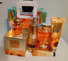 Rare Bath  Body Works Golden Sunflower eau de parfum 1.7 oz  4pc set Gift Bag