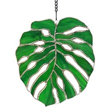Suncatcher Stained Glass Leaf Exotic Jungle Tropical Decor Window Wall Hanging S