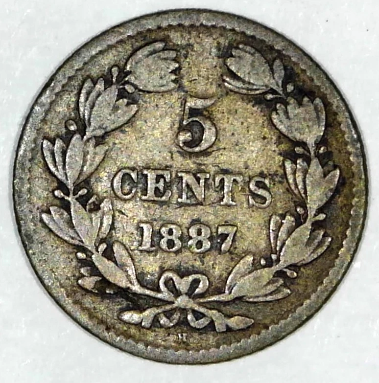 h出品 27. ニカラグア 1887年(H) 10センタボ銀貨 Sv800 2.5g 古銭 外国コイン