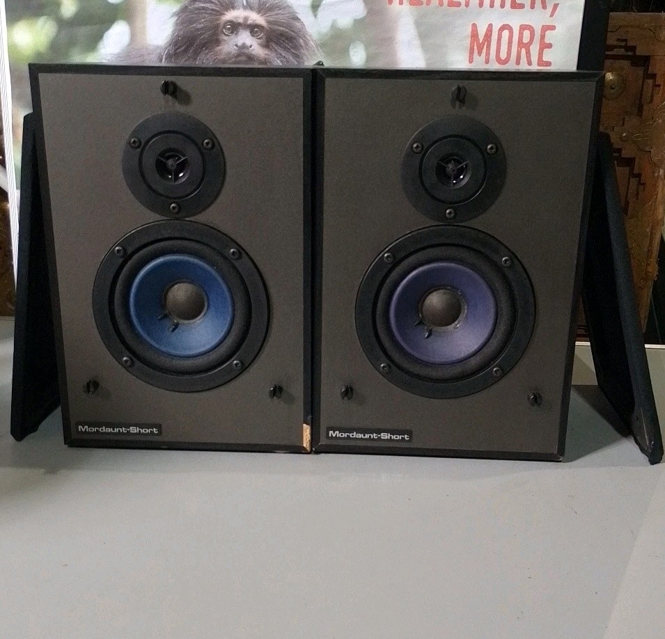 Pair Mordaunt Short MS10 Black Ash Bookshelf HiFi Stereo Speakers