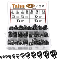 140PCS 12 Sizes 6-22Mm Black Spring Band Hose Clamp Assortment Kits.Low Pressure