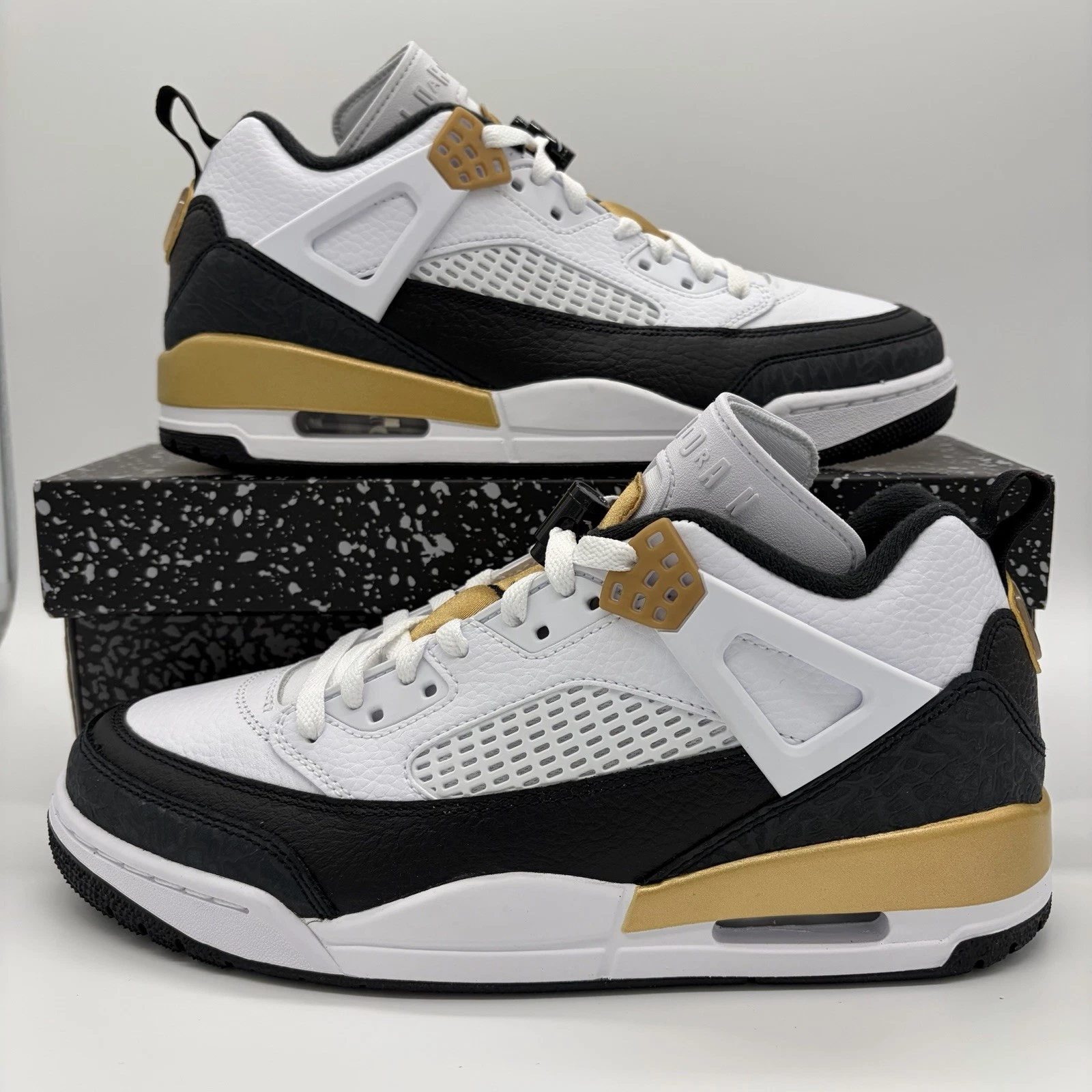 Nike Air Jordan Spizike Low White Gold Black Sneakers FQ1759-108 Mens Size NEW