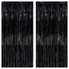 KatchOn XtraLarge Black Streamers - 3.2x8 Feet, Pack of 2 | Fringe 