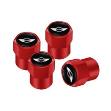 Set Of 4 Mini Cooper Tire Dust Covers Valve Caps Red