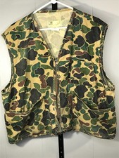 Vintage American Field Camouflage Vest Duck Back Made In USA Mens Sz XL Hunting
