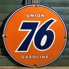 VINTAGE UNION 76 GASOLINE PORCELAIN ENAMEL GAS PUMP OIL SERVICE STATION SIGN