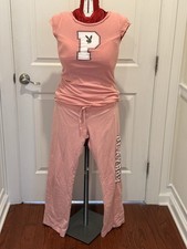 Women  s Vintage 2009 Playboy Size L Pink low rise Drawstring Track pants