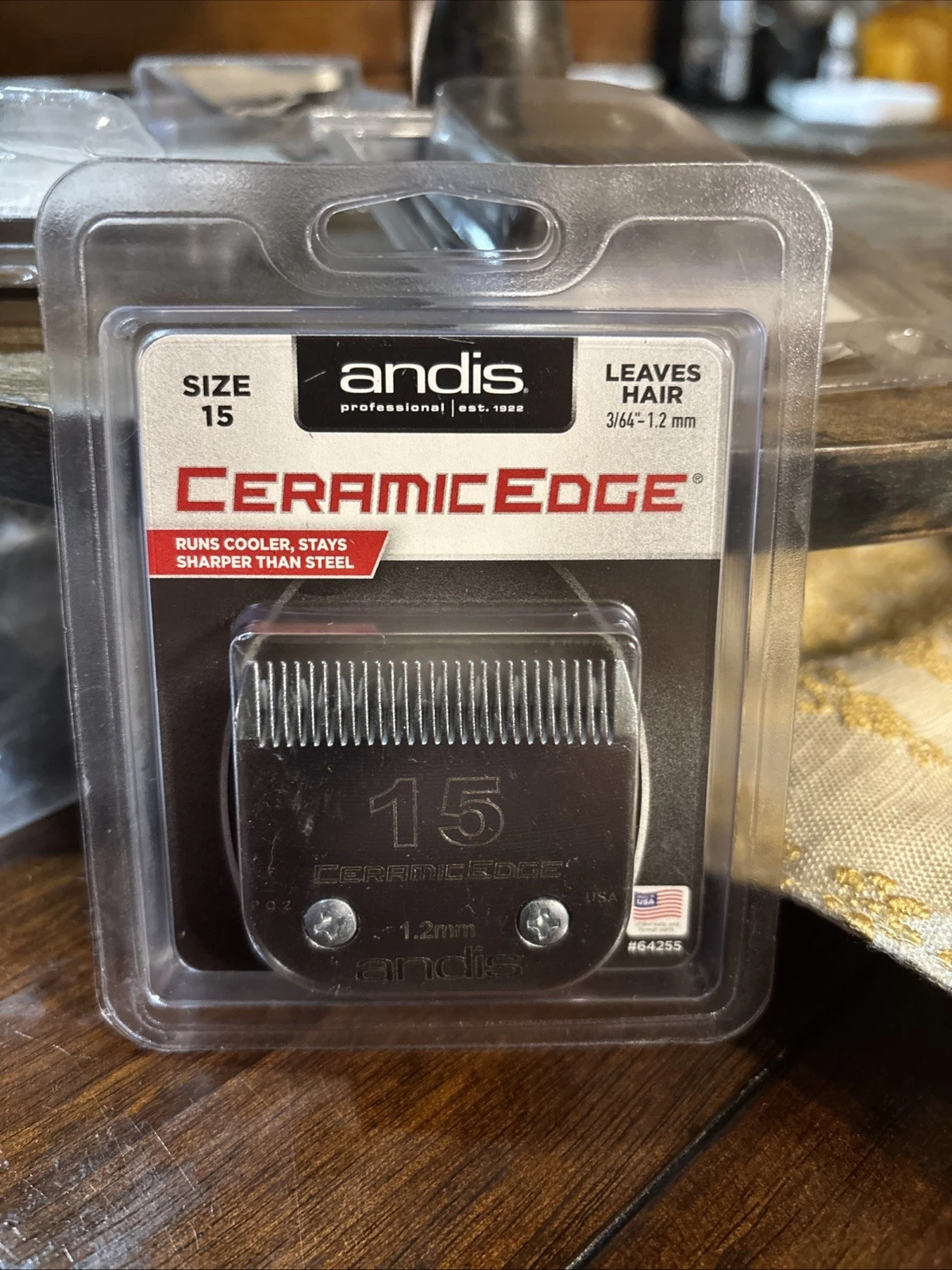 Genuine Andis 64255 Size 15 Clipper Blade 1.2mm Pet Grooming Ceramic Edge USA
