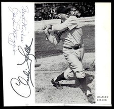Joe DiMaggio Charlie Keller Yankees Signed 4.5 x 4.5