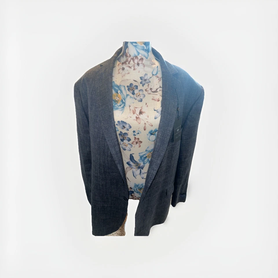 Abrigo Blazer Chaqueta Abrigo Deportivo Joseph Abboud E.Thomas Para Hombre 52L Azul Lana Seda Lino Foto 4 de 4
