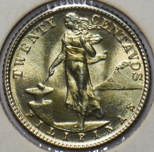 Filippine 1944 D 20 Centavos Aquila animale UNC 294951 spedizione combinata