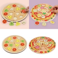 Wooden Pizza Set Food Playset Wood Cooking Toys Early Learning Toy Cutting Food