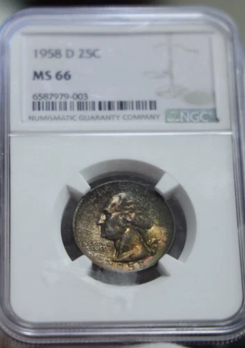 1958 D US Washington 25c NGC MS66 Nice Original Toning