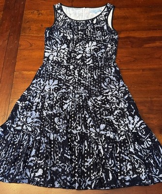 Antoni Melani Fit & Flare Dress Navy & White Eyelet Lace Women s Size 0