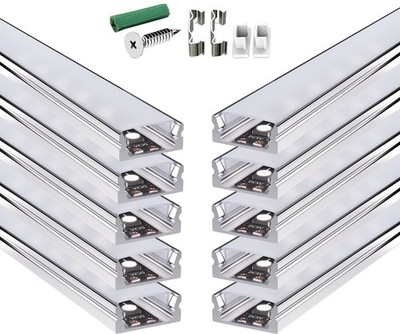 10M Aluminium Kanal Aluprofil für LED Streifen Licht mit Abdeckung PVC Profil DE