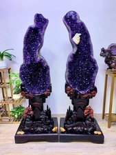 638LB Natural High quality Amethyst calcite Crystal Church Cathedral Geode+stand