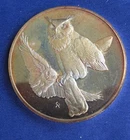 1970 Franklin Mint Roberts Birds Great Horned Owls #1 Sterling  Medal 66 Grams