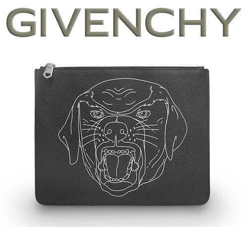 condition Givenchy pouch clutch second bag bag dog leather black for men and wom