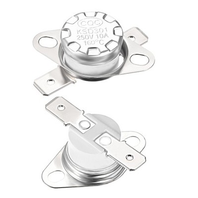 2Pcs Temperature Control Switch Thermostat 160°C 10A NC 6.3mm Pin