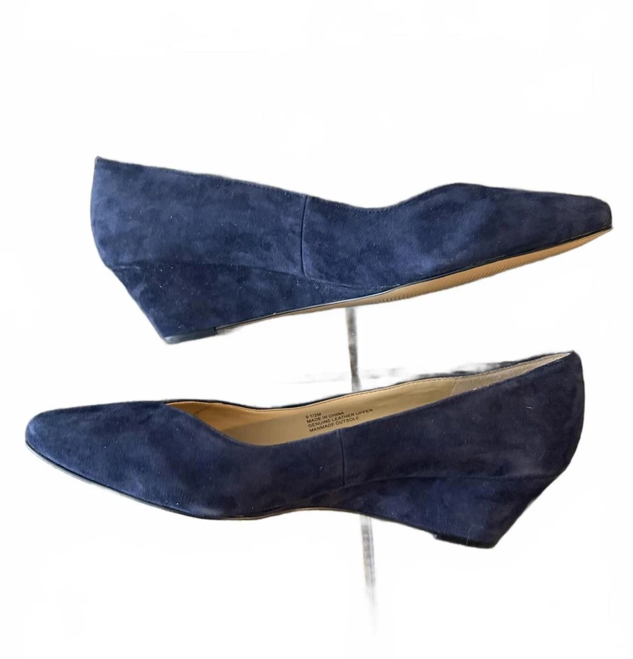 Zapatos de cuña Talbots para mujer talla 9,5 M cuero gamuza azul preppy ciudad sin cordones Foto 2 de 4