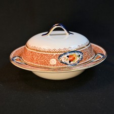 S. Hancock & Sons Laurel Butter Dish Domed Lid Brown Rust w/Gold 1917-1934