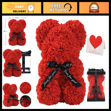 10" Rose Teddy Bear - Artificial Flower Bear Gift for Wedding, Mother's Day, Ann