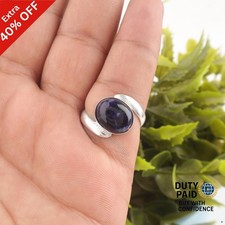 Valentines Deal Oval Sodalite Gemstone Band Statement Ring 925 Sterling Silver