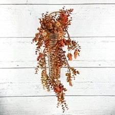 Orange Eucalyptus and Hops Drip Garland 32" Long Autumn Fall Floral Natural