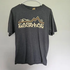 Graphic Tee Medium Cadillac Mountain Acadia Maine Gray Retro Eco-Mountain Brand