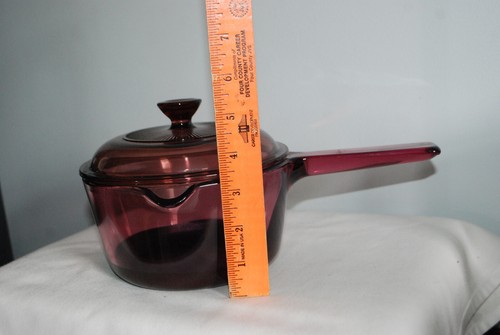 Corning Visions Cranberry Purple 1L Non Stick Teflon Sauce Pan with Lid USA - Picture 6 of 8