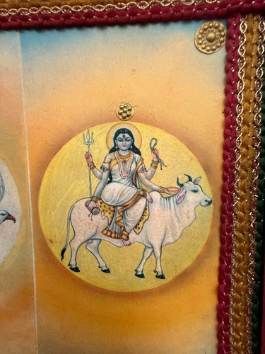 Old Frame India Gods, Goddess Trikal Brahmani Vaishnavi Rudrani Photo- 9 x 12" - Picture 10 of 10