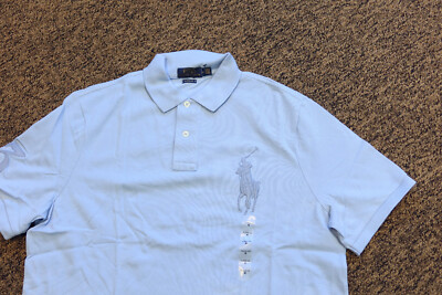 New Polo Ralph Lauren Men's Classic Fit BIG PONY Polo Shirt - Blue