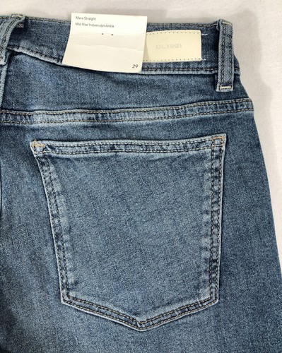 Pantalones de mezclilla al tobillo DL1961 Mara rectos tiro medio Instasculpt 29 azul actual con dobladillo escalonado - Imagen 11 de 22