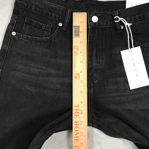 Jeans MNML uomo taglia 31 vita 34 cuciture interne nero dritto tutti i giorni denim sbiadito NUOVO - Foto 7 di 12