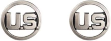 PAIR OF METAL U.S. Letters Collar Insignia DRESS LAPEL PIN Enlisted GRAY