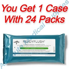 *24-Pack* Medline ReadyFlush Flushable Personal Cleansing Cloths Wipes MSC263810