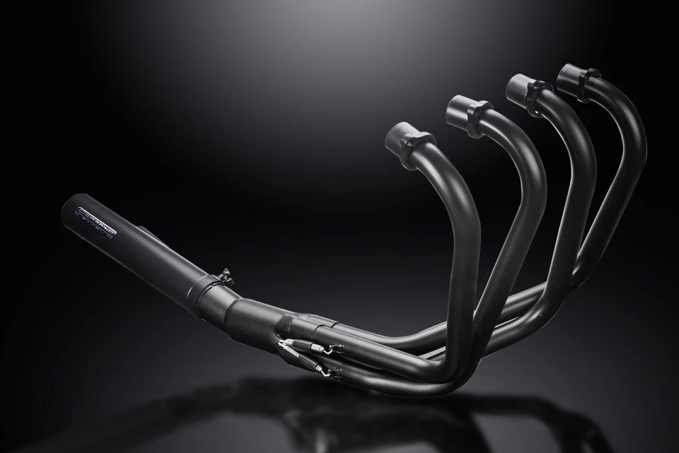 Silenciador recto negro cerámica acero inoxidable 4-1 escape completo Honda CB550K 1974-1976 Foto 2 de 4