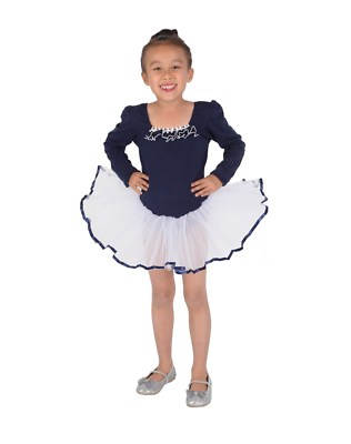Mädchen Langarm Ballett Tanz Tutu Kleid rosa blau 4 5 6 7 8 9 Jahre
