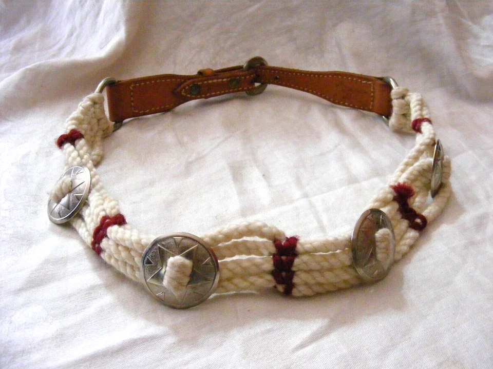 Cinturón Vaquera Vintage Roadrunner Cuerda Tejido Concho Estilo Extremos Cuero Para Mujer 36 Foto 3 de 4
