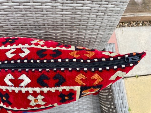 Big Cushion Cover, 50cm x 90cm, Bold Kilim Motifs, Red Colour Backrest Cushion - 第 11/14 張圖片