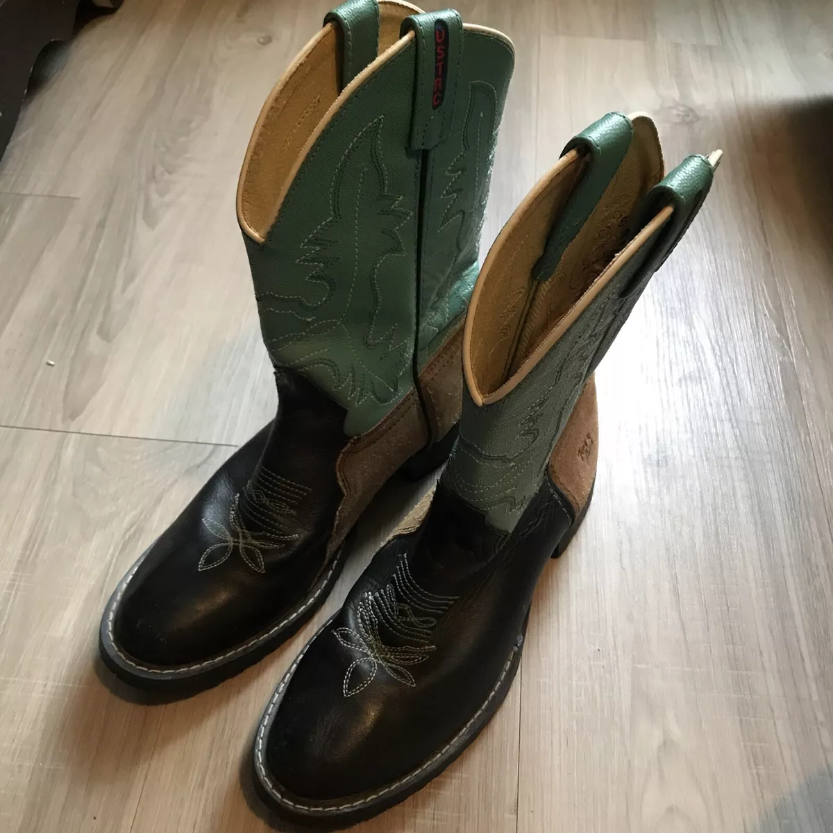 TONY LAMA USTRC 1081 L BROWN and Green COWBOY WESTERN BOOTS WOMEN S 5 D