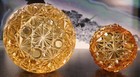 EAPG Duncan Glass Amber Daisy & Button Band Hat & Tub Open Salts Lot of 2 RARE — photo 4