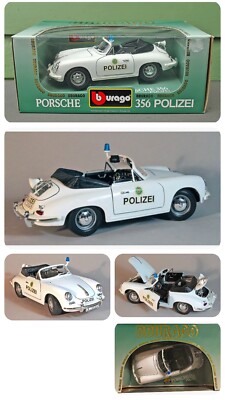 Vintage 64 Bburago EXCEL Porsche 356B Polizei Spyder-White 1:18