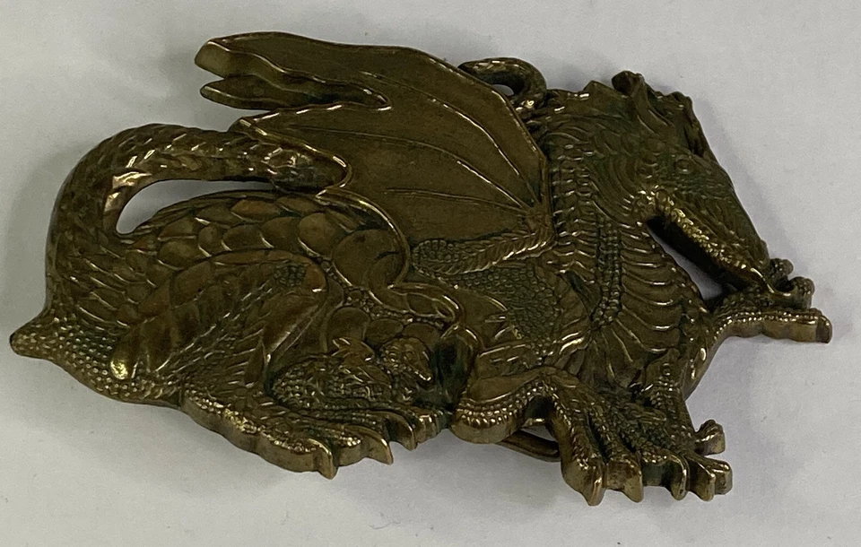 Vintage 1982 Baron Solid Brass “Dragon” 3” 3D Belt Buckle - Image 3 of 4