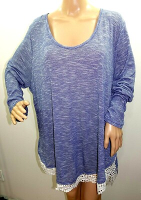 Bongo Jr Women Plus Size 2x 3x Aztec Melange Hi Lo Sweater Tunic Top Blouse